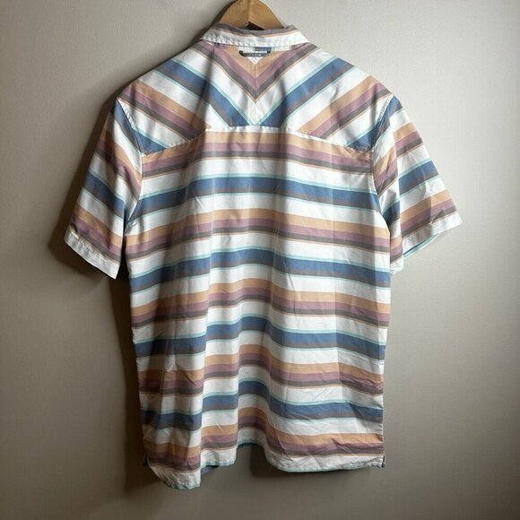 LL Bean Button Up Short Sleeve Shirt Mens XL Mulitcolor Striped Fishing Outdoor - Picture 8 of 12